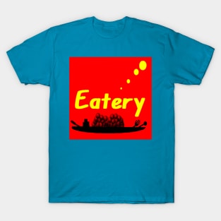 Eatery Logo Design on Blue Background T-Shirt